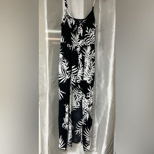 As U Wish Black and White Patterned Romper with long over skirt